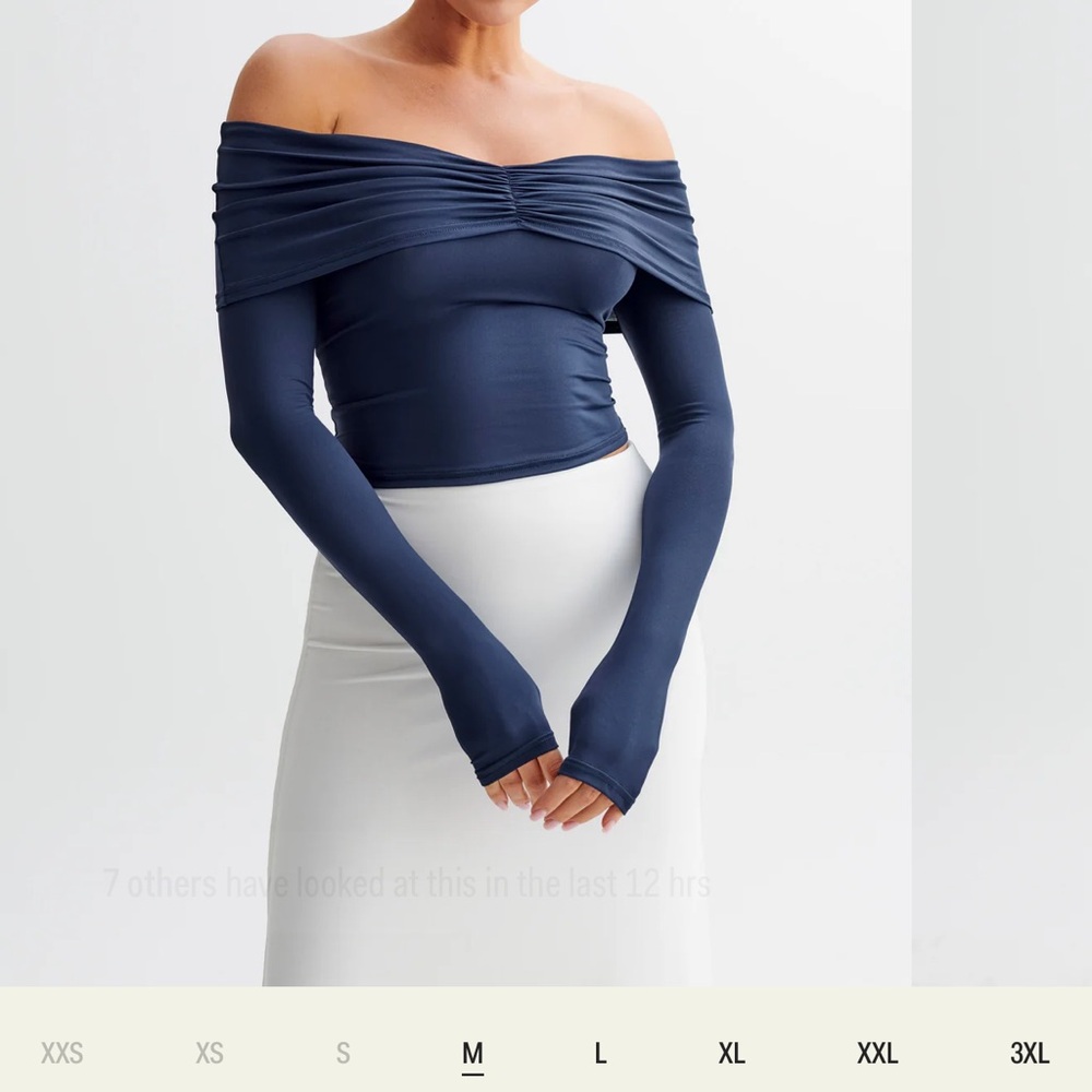Meshki Blue Long Sleeve Fitted Crop Bodysuit